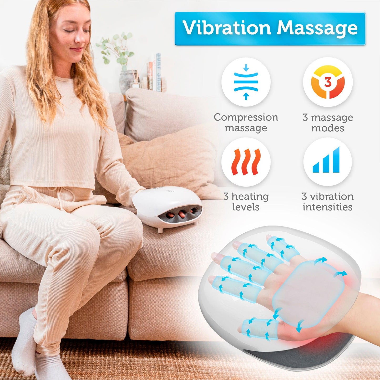 Comfier Wireless Hand Massager with Heat for Carpal Tunnel, Ideal Gifts CF-4803-CA