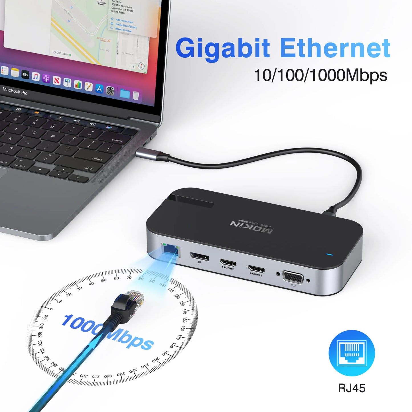 MOKiN 16-in-1 Laptop Docking Station for Triple Monitors