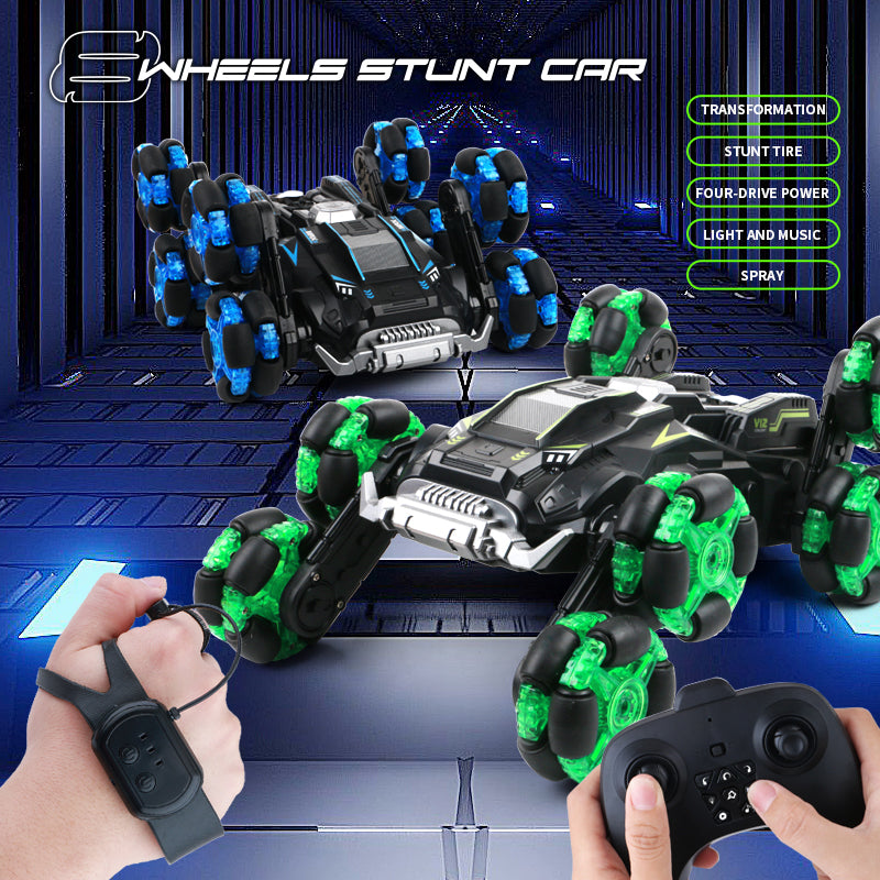 RC Car 8 Wheels 360° Rotation Stunt Gesture Sensing Watch Spray RC Vehicle with Light Music Led