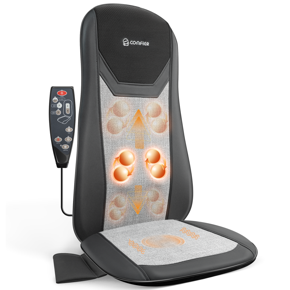 Comfier Back Massager with Heat, Full Back Massager for Chair with 2 Shiatsu Speeds, Heated Chair Massage Pad with Spot ,Massage Seat Pad for Home Office use CF-2405
