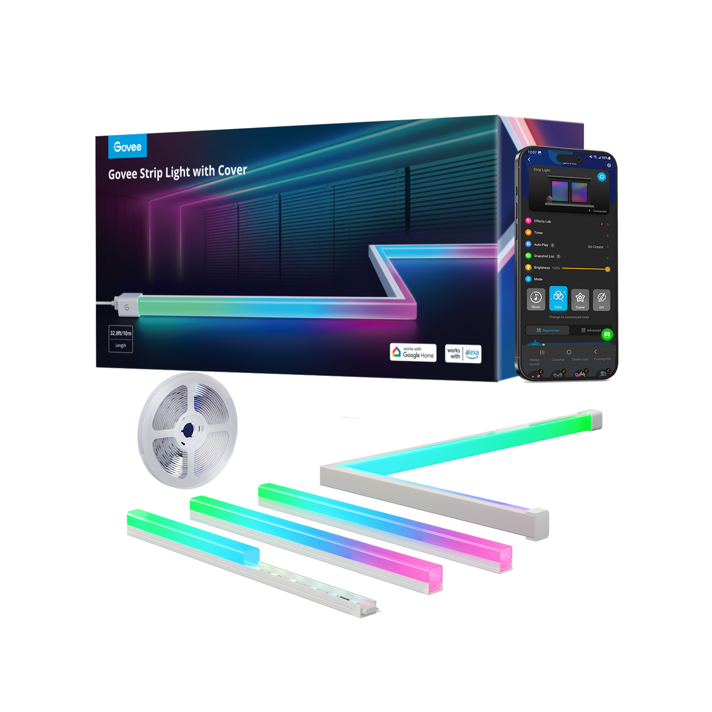 Refurbished Govee RGBIC LED Strip Lights with Covers