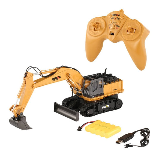 Excavadora Huina 1510 RC Bulldozer 2.4G 1:16 11 canales 680° giratorio con sonido y luz