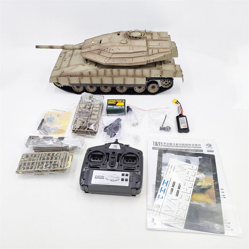Heng Long 3958 Merkava MK IV Tank 1/16 Israel Main Battle Tank IDF TK7.0 Turret 360° Rotating Upgrade Metal Version RC Tank Toy