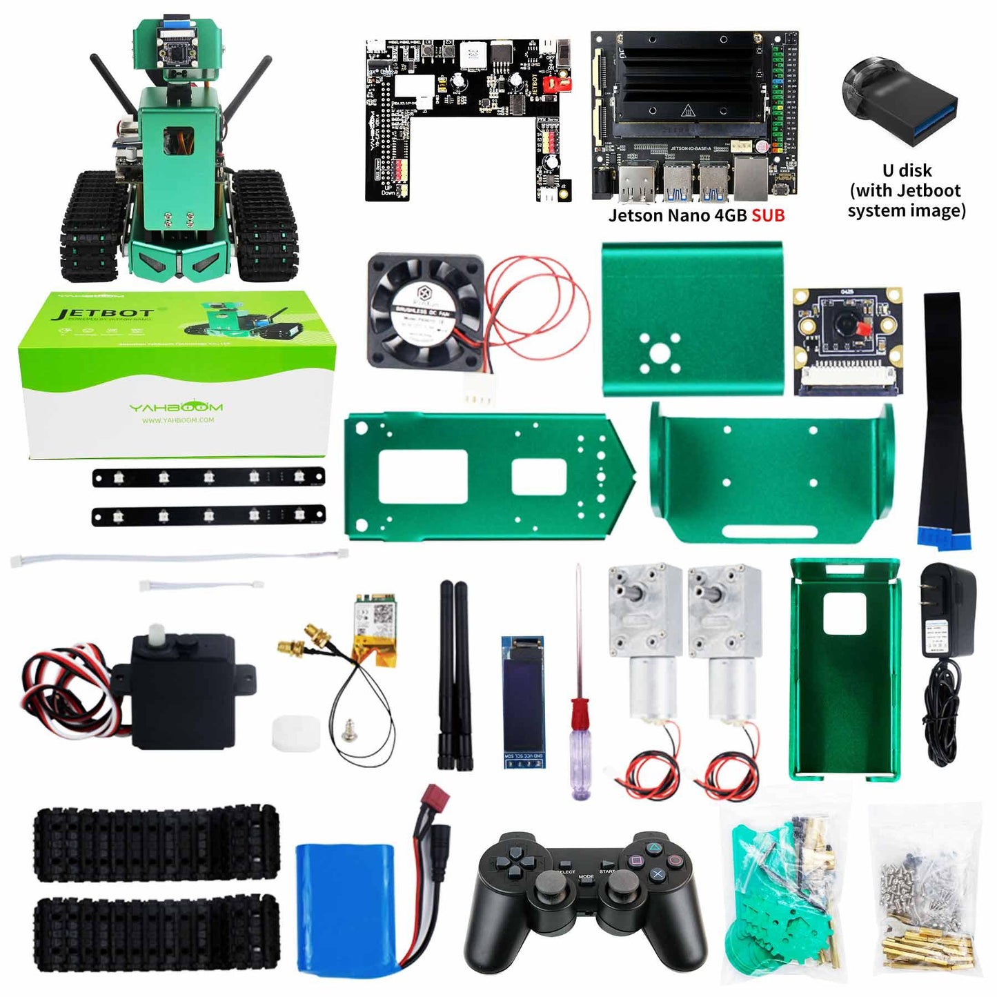 Yahboom Jetbot AI Robot STEM Python Programming with HD Camera Compatible with JETSON NANO 4GB(A02/B01/SUB)