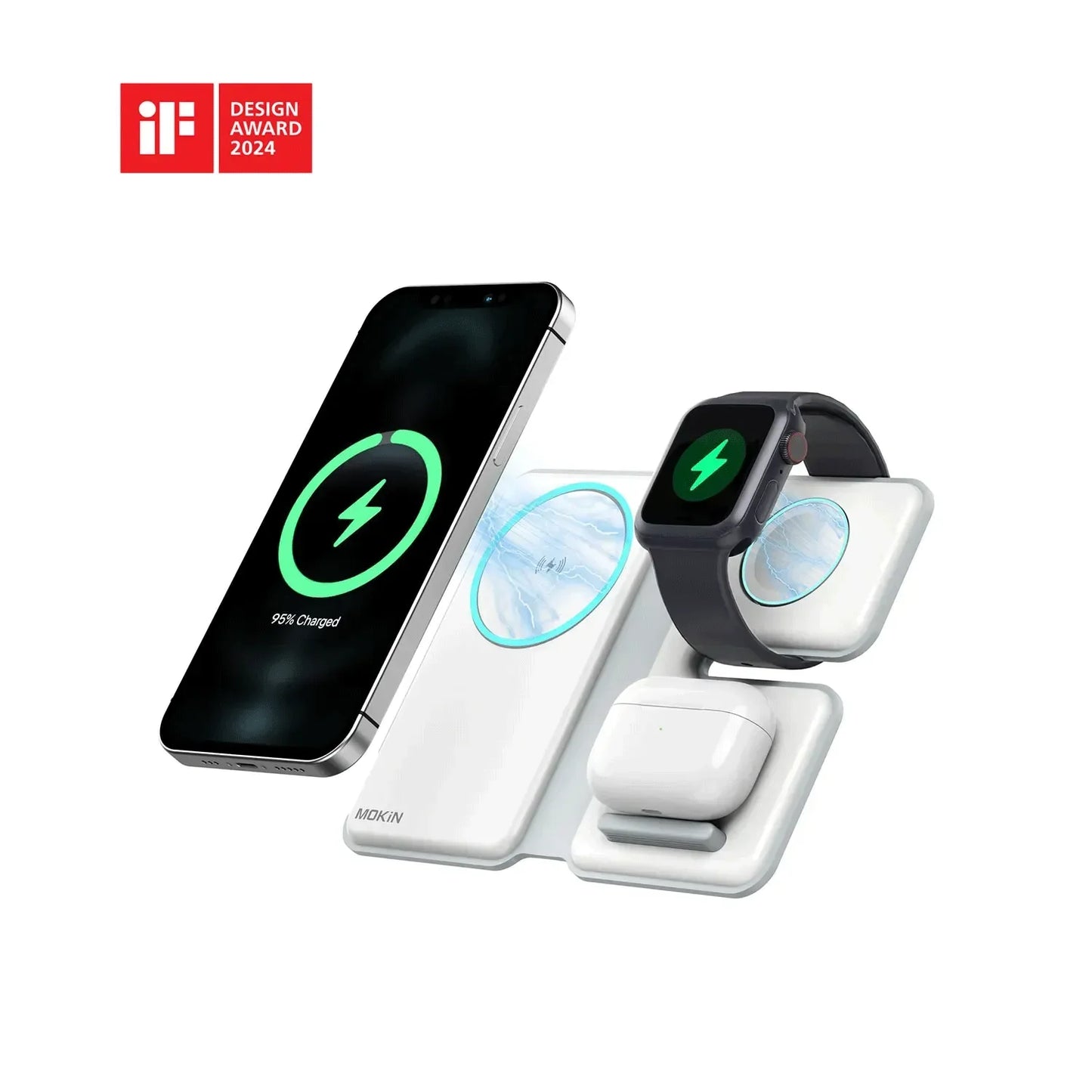 MOKiN 3 IN 1 Magnetic Wireless Charging Station For iPhone