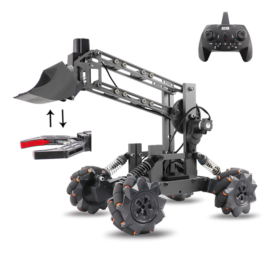 3D Alloy remote control multi-function four-wheel drive construction vehicle DIY assembly manipulator + forklift