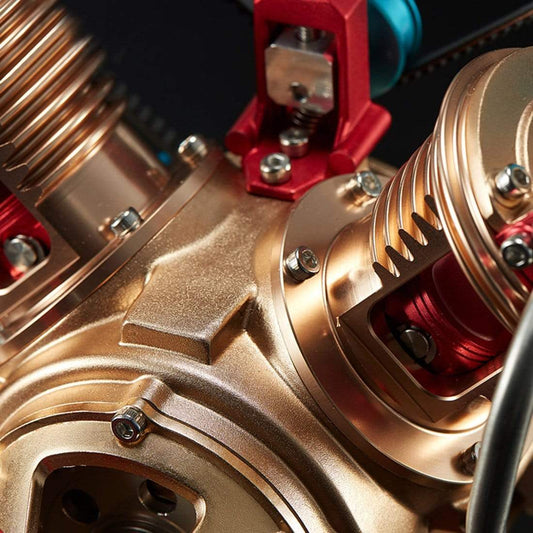 Modelo de motor de coche totalmente metálico, mini ensamblaje manual V2, juguete de doble cilindro, colección, decoración