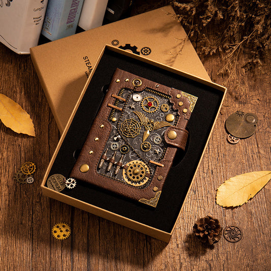 Cuaderno Steampunk de tapa dura con caja de regalo