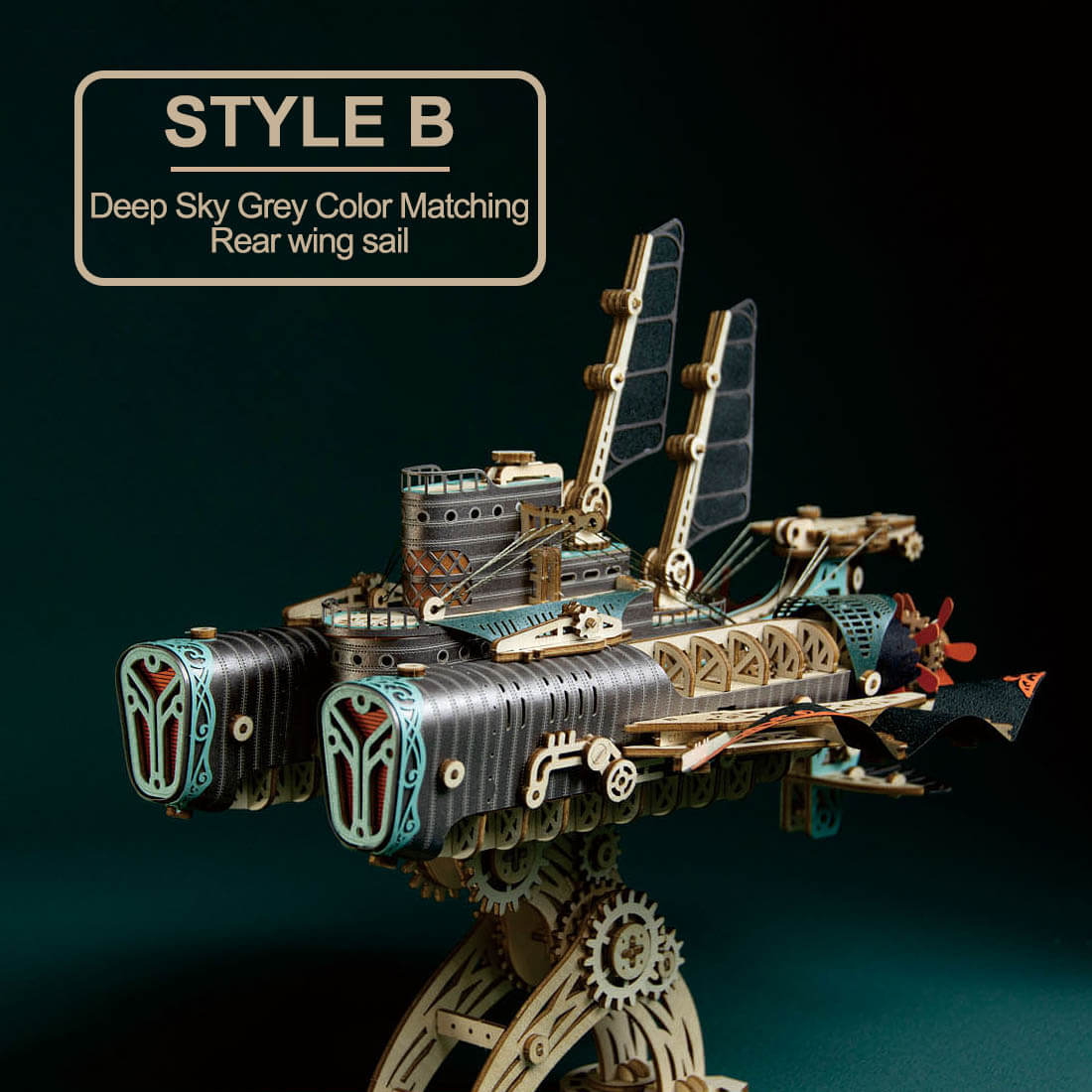 Juguete de rompecabezas de madera 3D de submarino Steampunk para regalo y decoración.