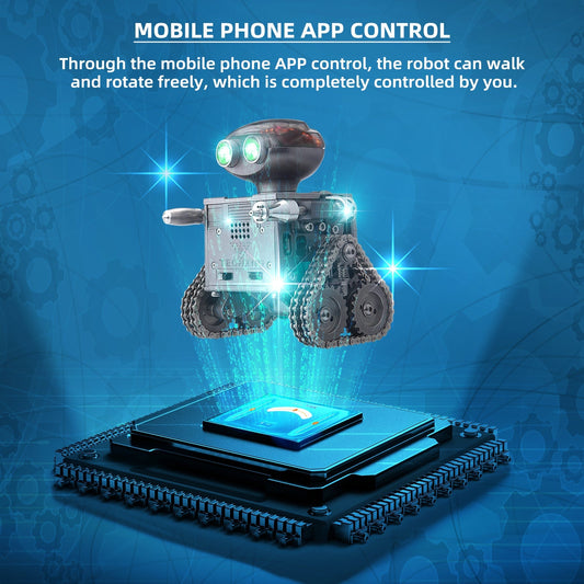 Kit de modelo de robot de metal con orugas RC y altavoz Bluetooth mecánico DIY de TECHING