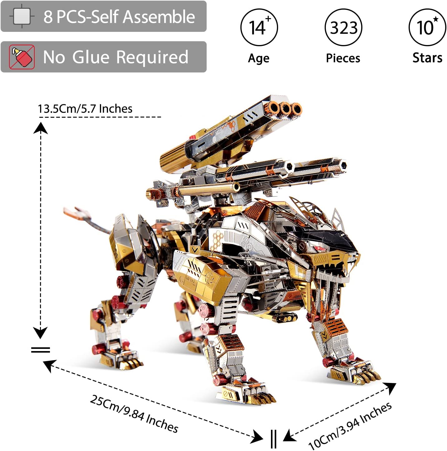 3D Metal Mechanical Roaring LionModel Kits DIY Art Craft