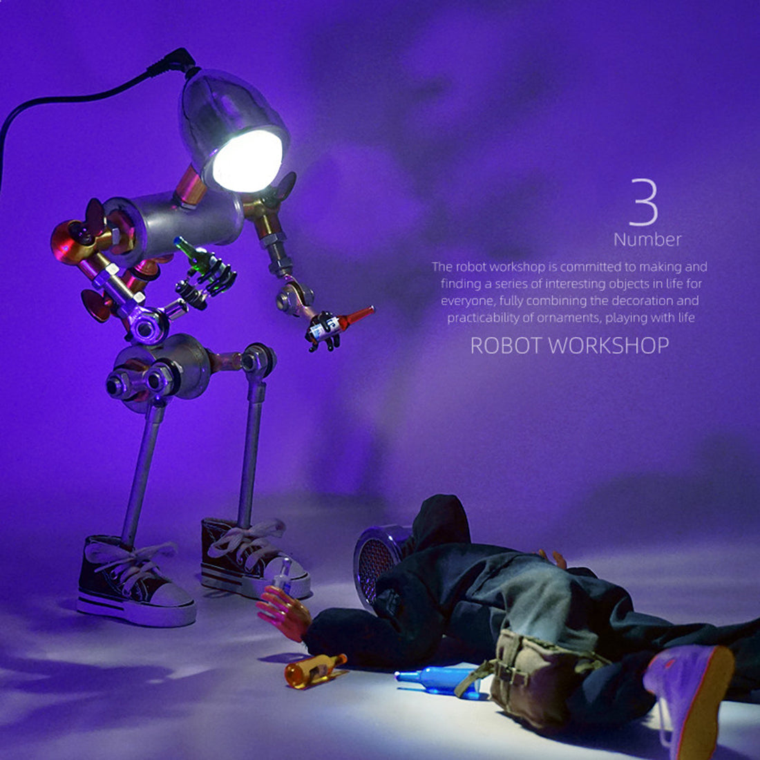 Steampunk No.3 Convex Mirror LED Desk Lamp Robot Head