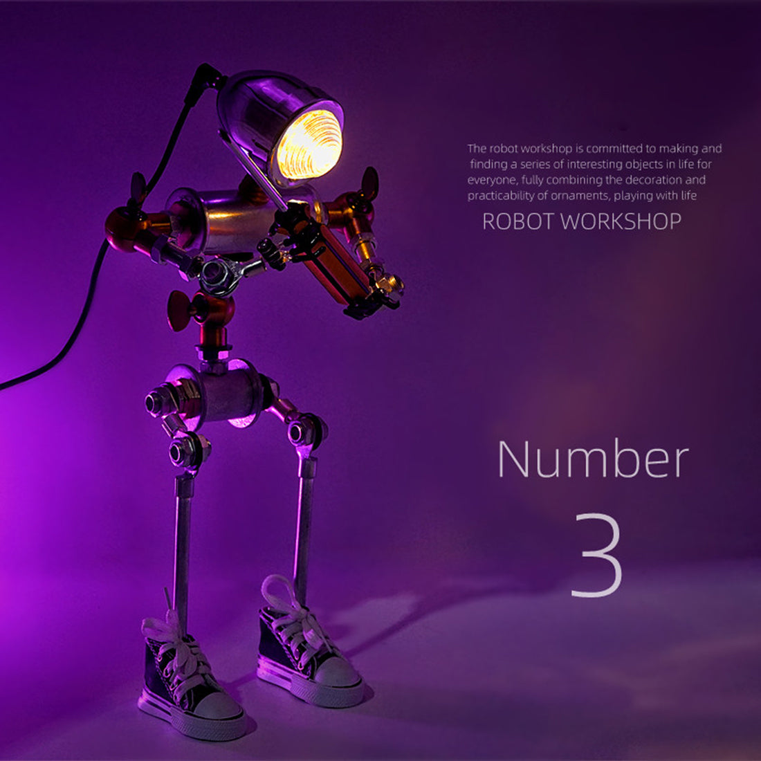 Steampunk No.3 Convex Mirror LED Desk Lamp Robot Head