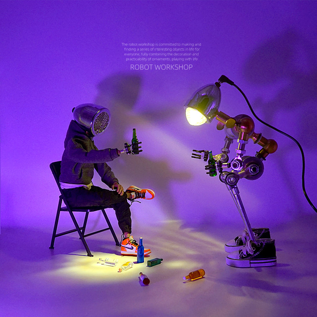 Steampunk No.3 Convex Mirror LED Desk Lamp Robot Head