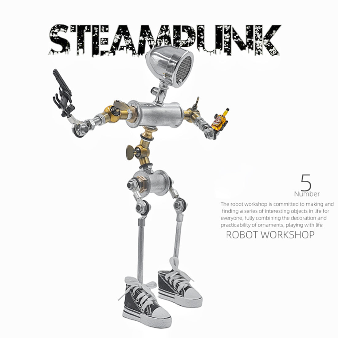 Steampunk No.5 Bluetooth Small Speaker Robot Head