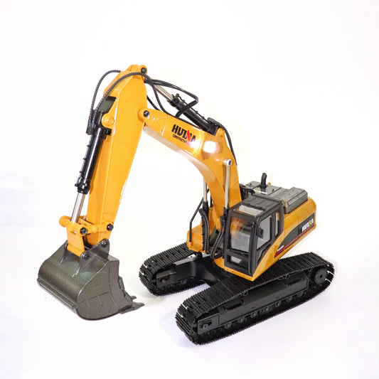 Excavadora hidráulica Huina 1580 de aleación completa, 2,4 GHz, 23 canales, escala 1:14, todoterreno de juguete de construcción RC