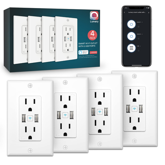 Cargador USB de pared con toma de corriente inteligente Lumary con wifi