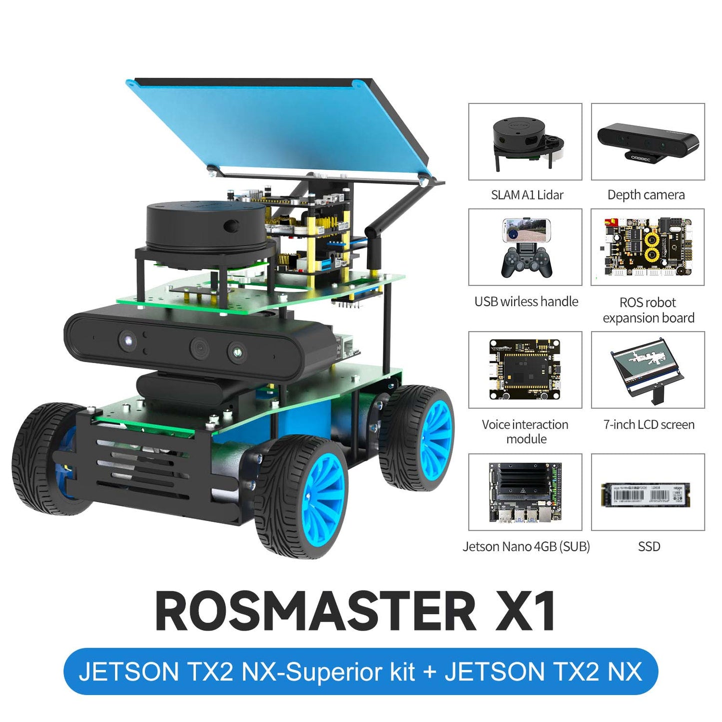 ROSMASTER X1 ROS STEM Education Python Programming Robot for Jetson NANO 4GB/TX2 NX/RaspberryPi 4B