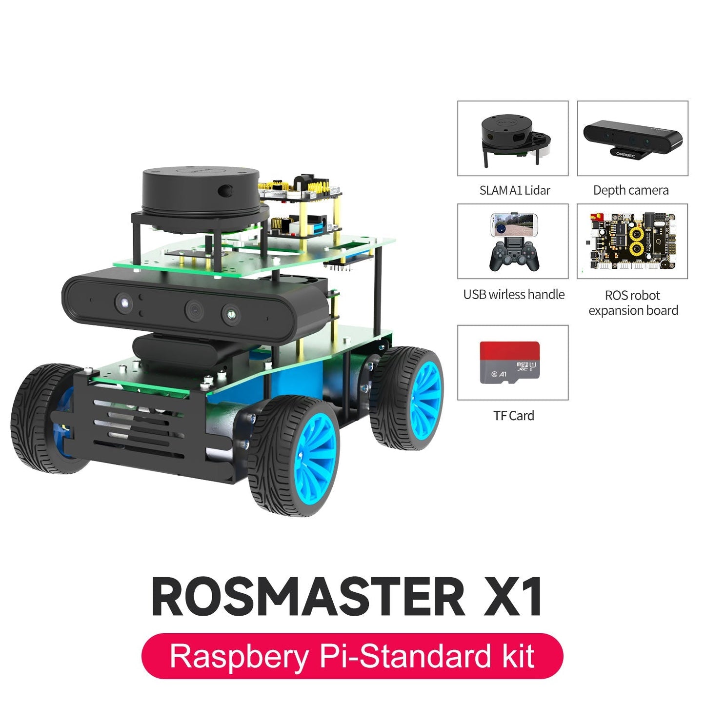ROSMASTER X1 ROS STEM Education Python Programming Robot for Jetson NANO 4GB/TX2 NX/RaspberryPi 4B