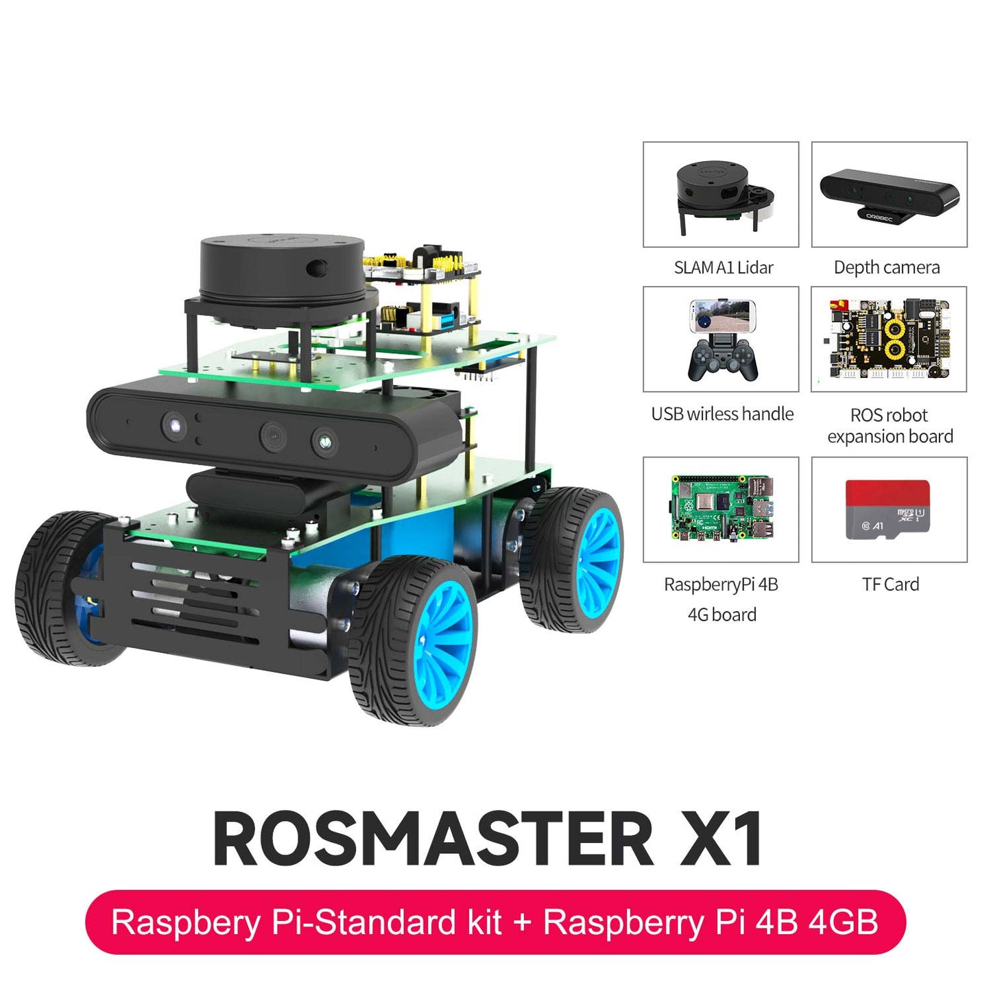 ROSMASTER X1 ROS STEM Education Python Programming Robot for Jetson NANO 4GB/TX2 NX/RaspberryPi 4B