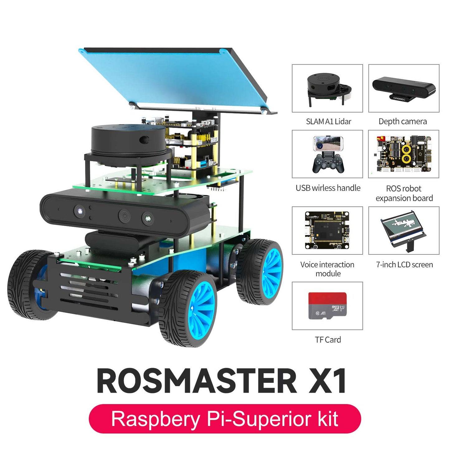 ROSMASTER X1 ROS STEM Education Python Programming Robot for Jetson NANO 4GB/TX2 NX/RaspberryPi 4B
