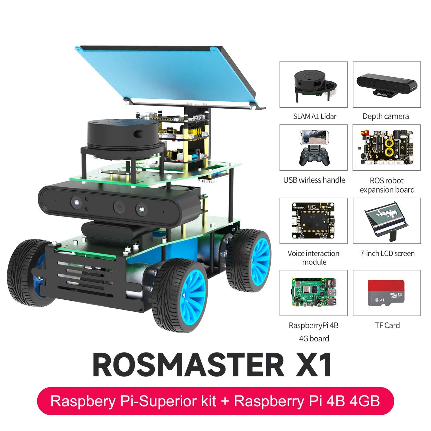 ROSMASTER X1 ROS STEM Education Python Programming Robot for Jetson NANO 4GB/TX2 NX/RaspberryPi 4B