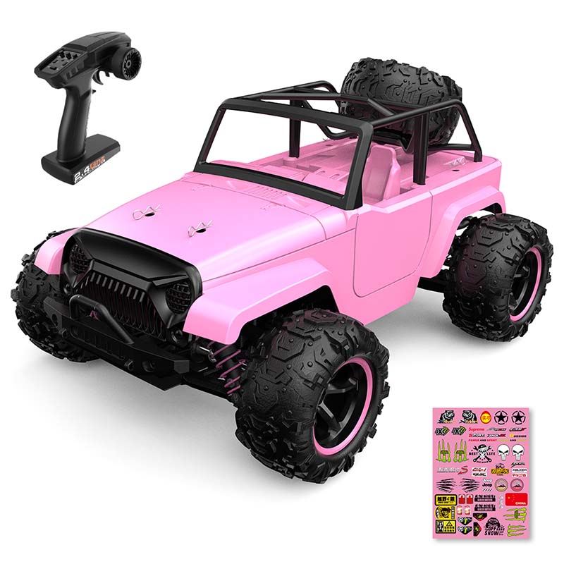 Coche RC rosa a escala 1:18, coche todoterreno de alta velocidad, escalada, 4x4, coche RC de deriva impermeable