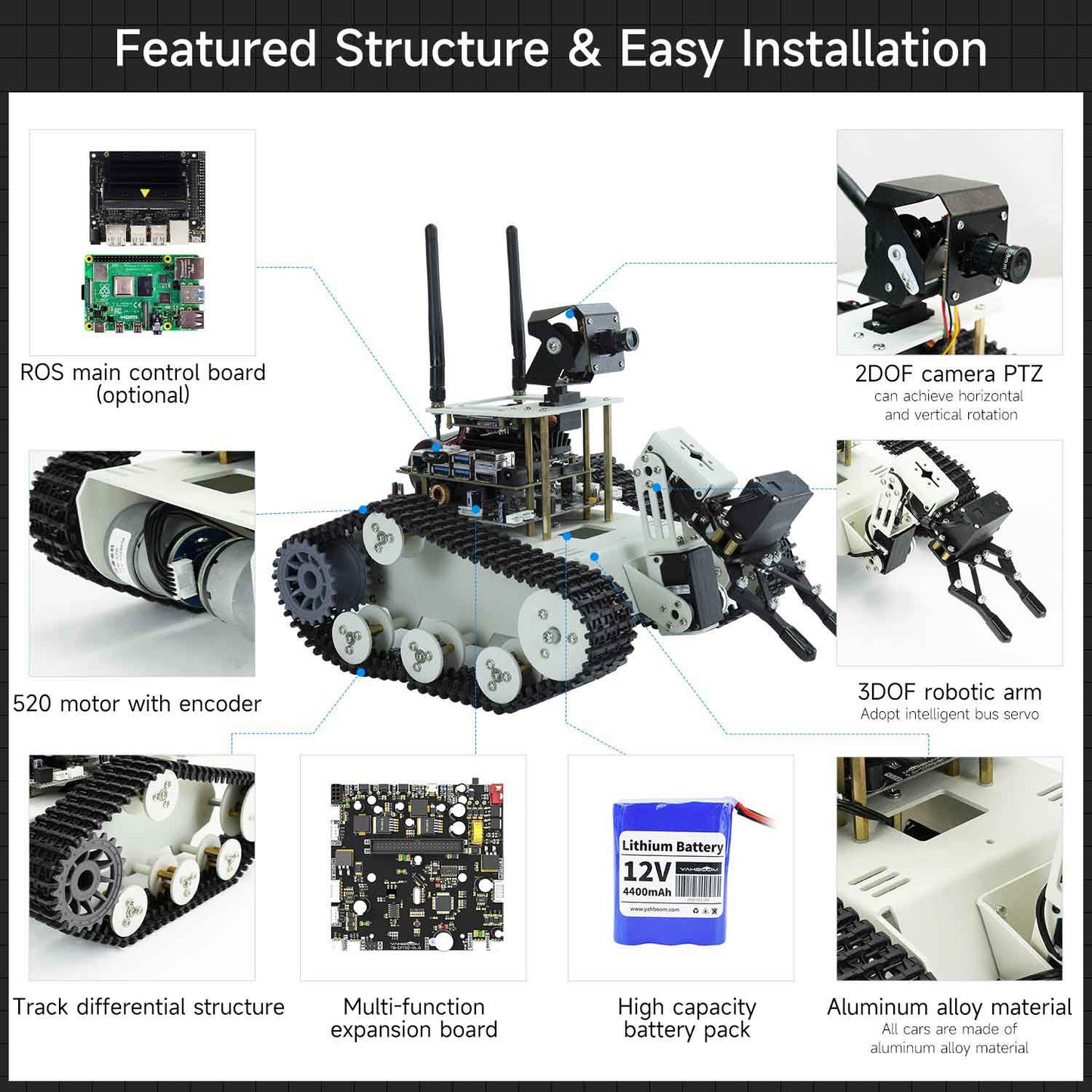 Yahboom Transbot SE ROS Robot Car STEM Education Python Programming Robot for Jetson NANO B01/Raspberry Pi