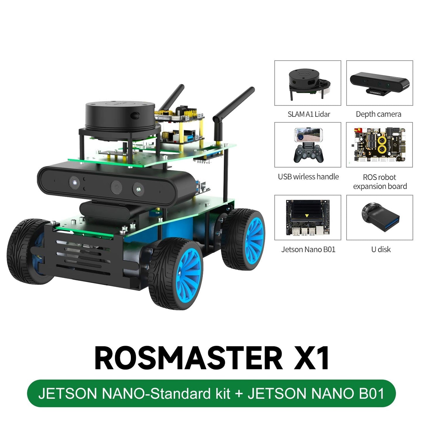 ROSMASTER X1 ROS STEM Education Python Programming Robot for Jetson NANO 4GB/TX2 NX/RaspberryPi 4B