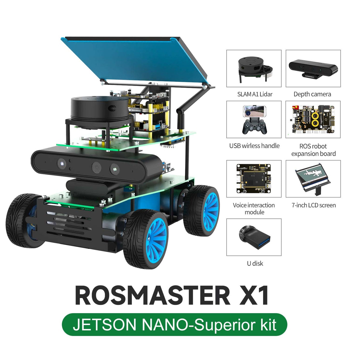 ROSMASTER X1 ROS STEM Education Python Programming Robot for Jetson NANO 4GB/TX2 NX/RaspberryPi 4B