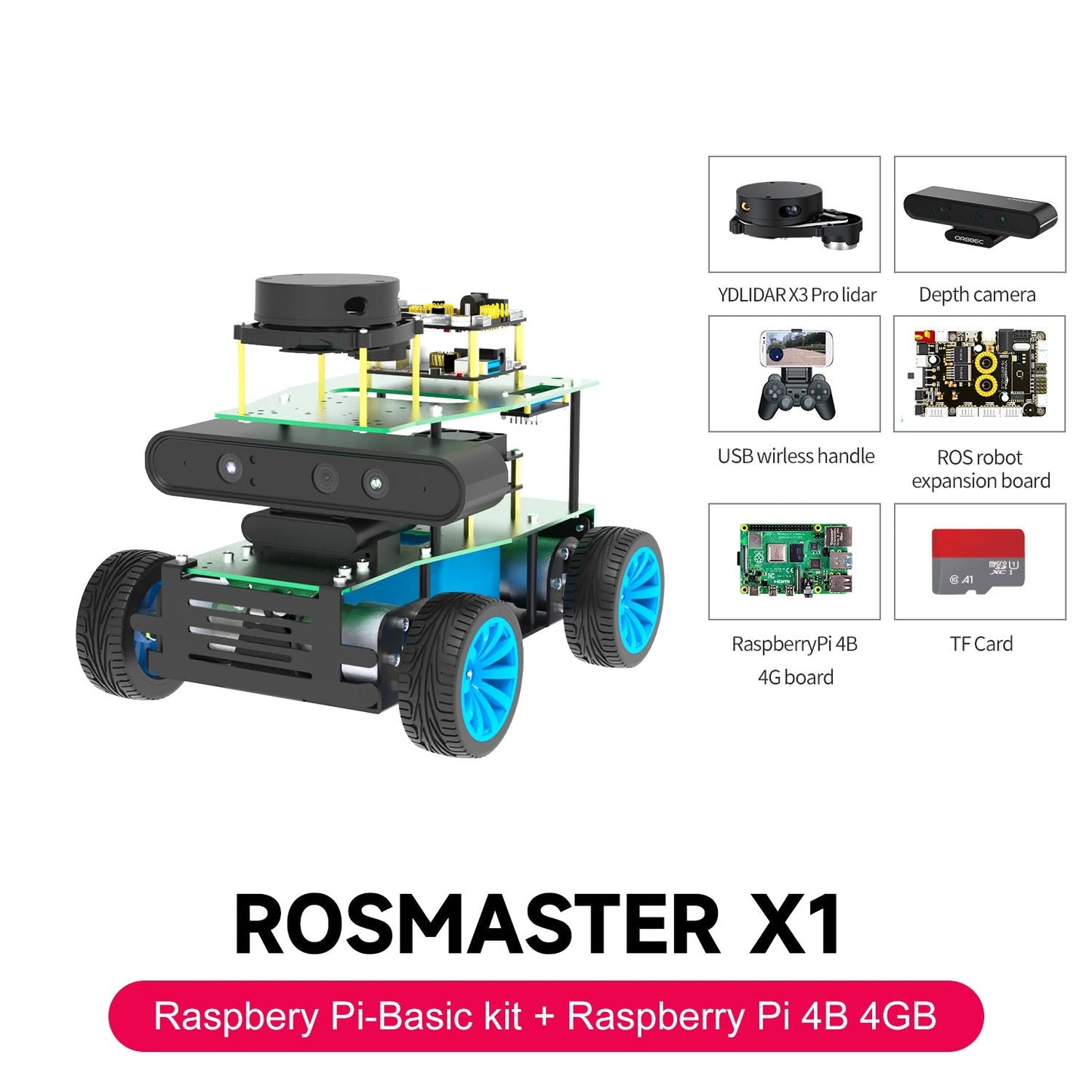 ROSMASTER X1 ROS STEM Education Python Programming Robot for Jetson NANO 4GB/TX2 NX/RaspberryPi 4B