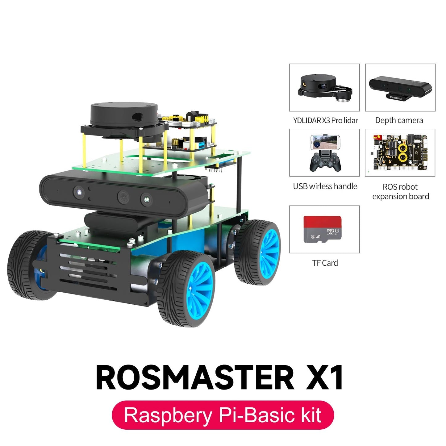 ROSMASTER X1 ROS STEM Education Python Programming Robot for Jetson NANO 4GB/TX2 NX/RaspberryPi 4B