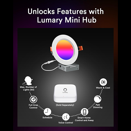 Iluminación empotrada inteligente Lumary Zigbee sin bombillas de 6 pulgadas (4 unidades)