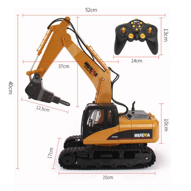 Huina 1560 Alloy RC Excavator Gravel Car 2.4G 1:12 16 Channels RC Car Toys