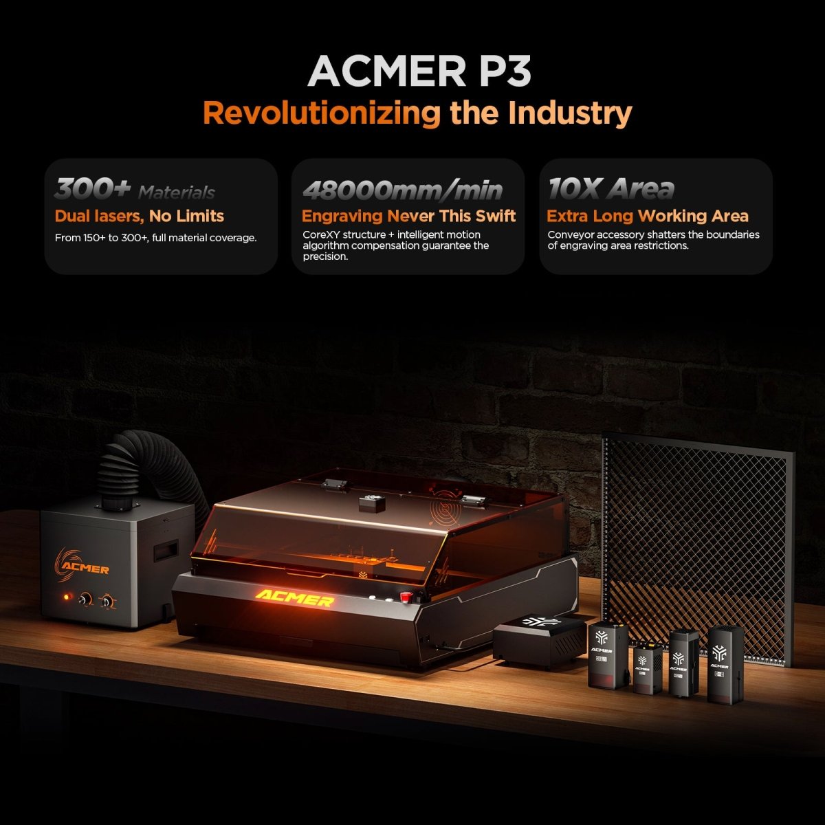 Official refurbished-ACMER P3 IR&Diode Enclosed Dual Laser Engraver