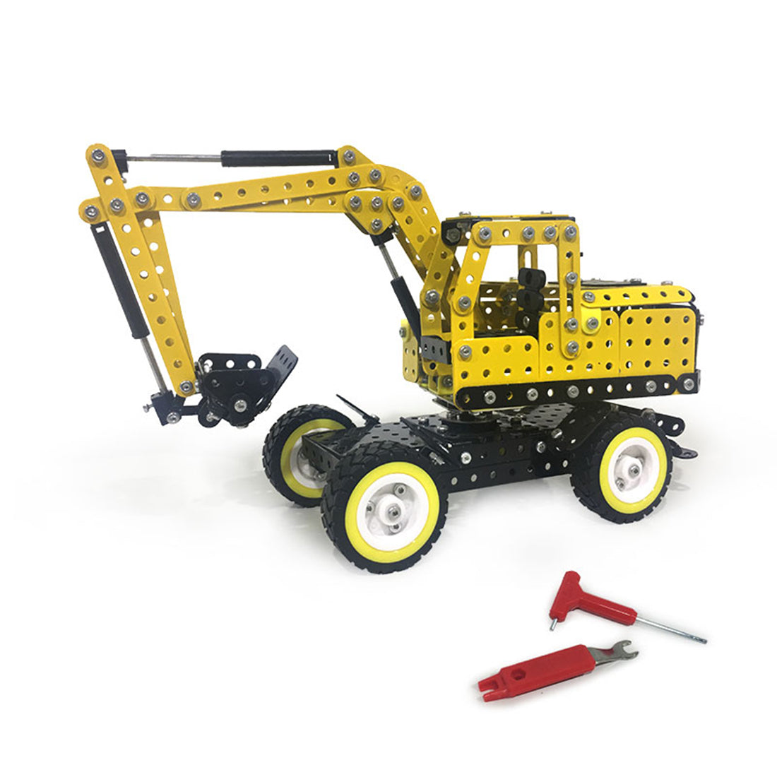 502Pcs Excavator Shape DIY Stainless Steel Metal Building Block Kit Educational Steam Stem Toys