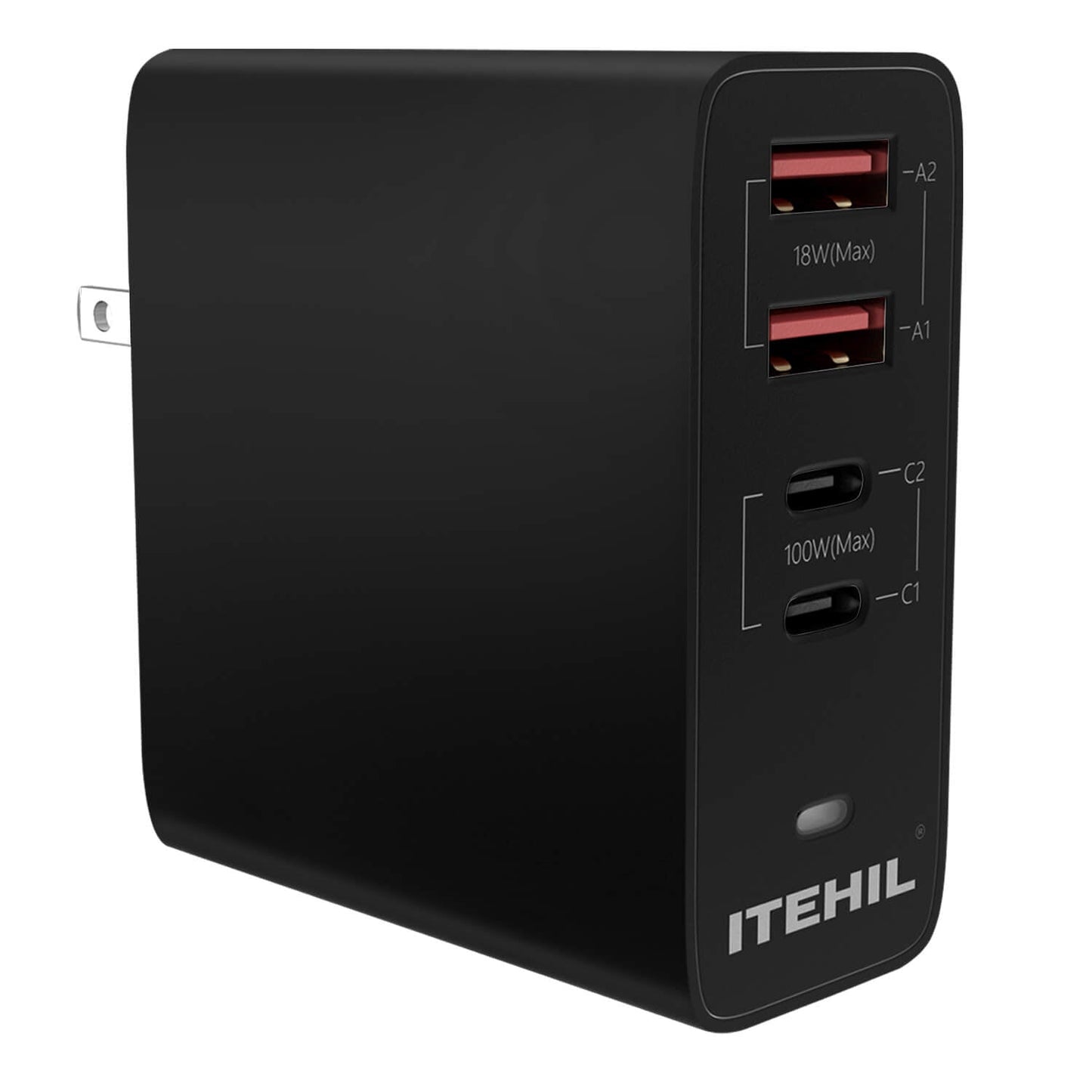 شاحن حائط ITEHIL 100 واط سريع الشحن بمنفذ USB-C PD (إضافي: قابس الاتحاد الأوروبي وقابس المملكة المتحدة)