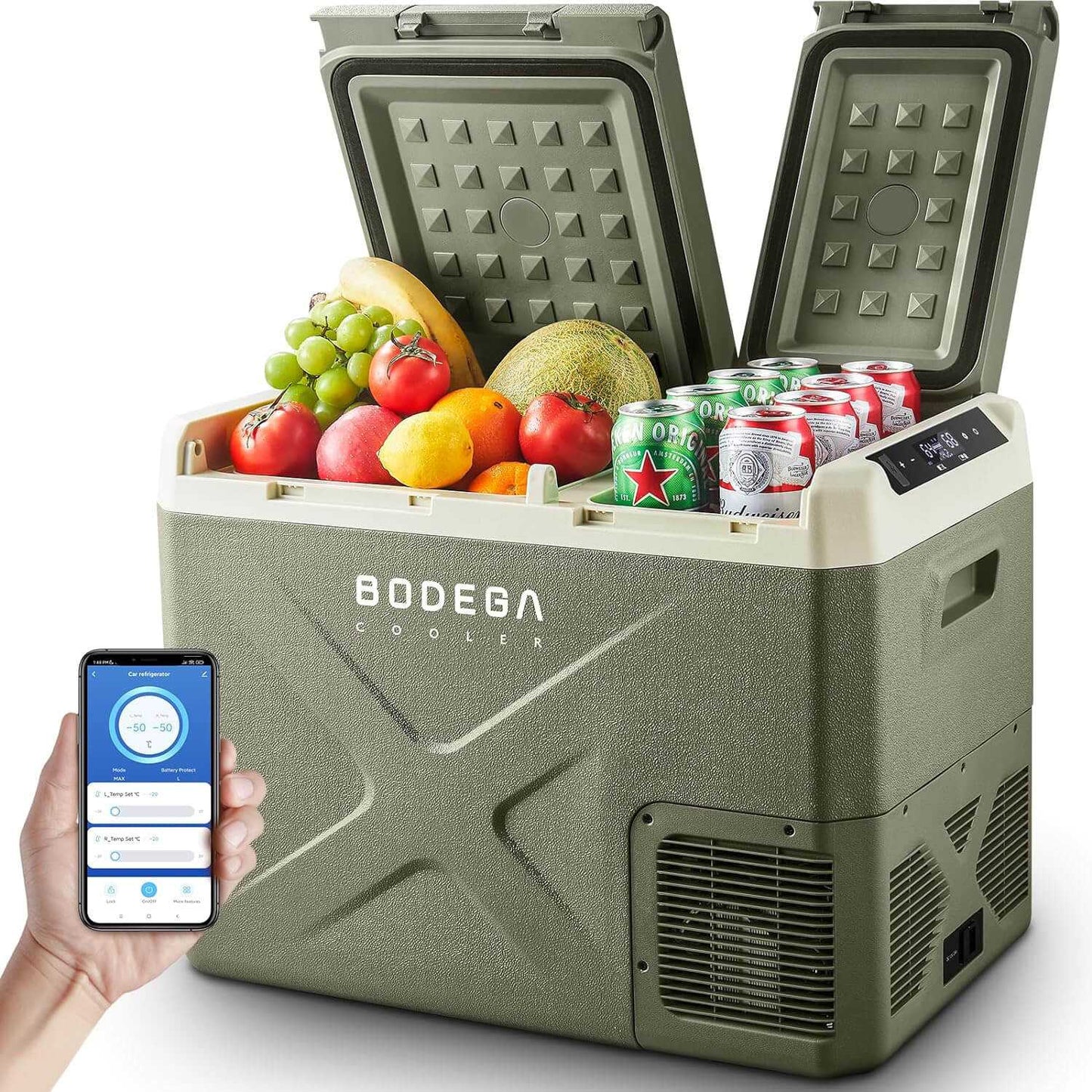 BODEGA cooler 12 Volt Car Refrigerator 26/32/42/53qt Portable Freezer Green