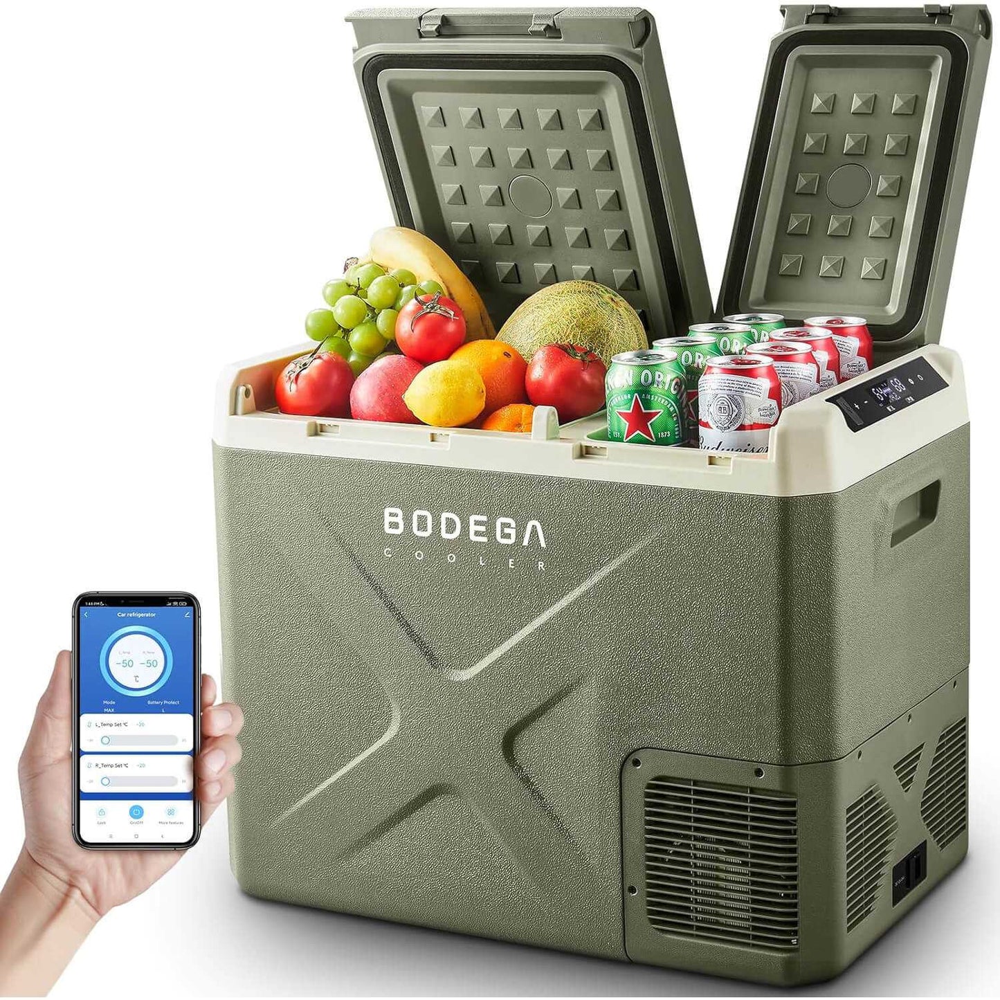 BODEGA cooler 12 Volt Car Refrigerator 26/32/42/53qt Portable Freezer Green
