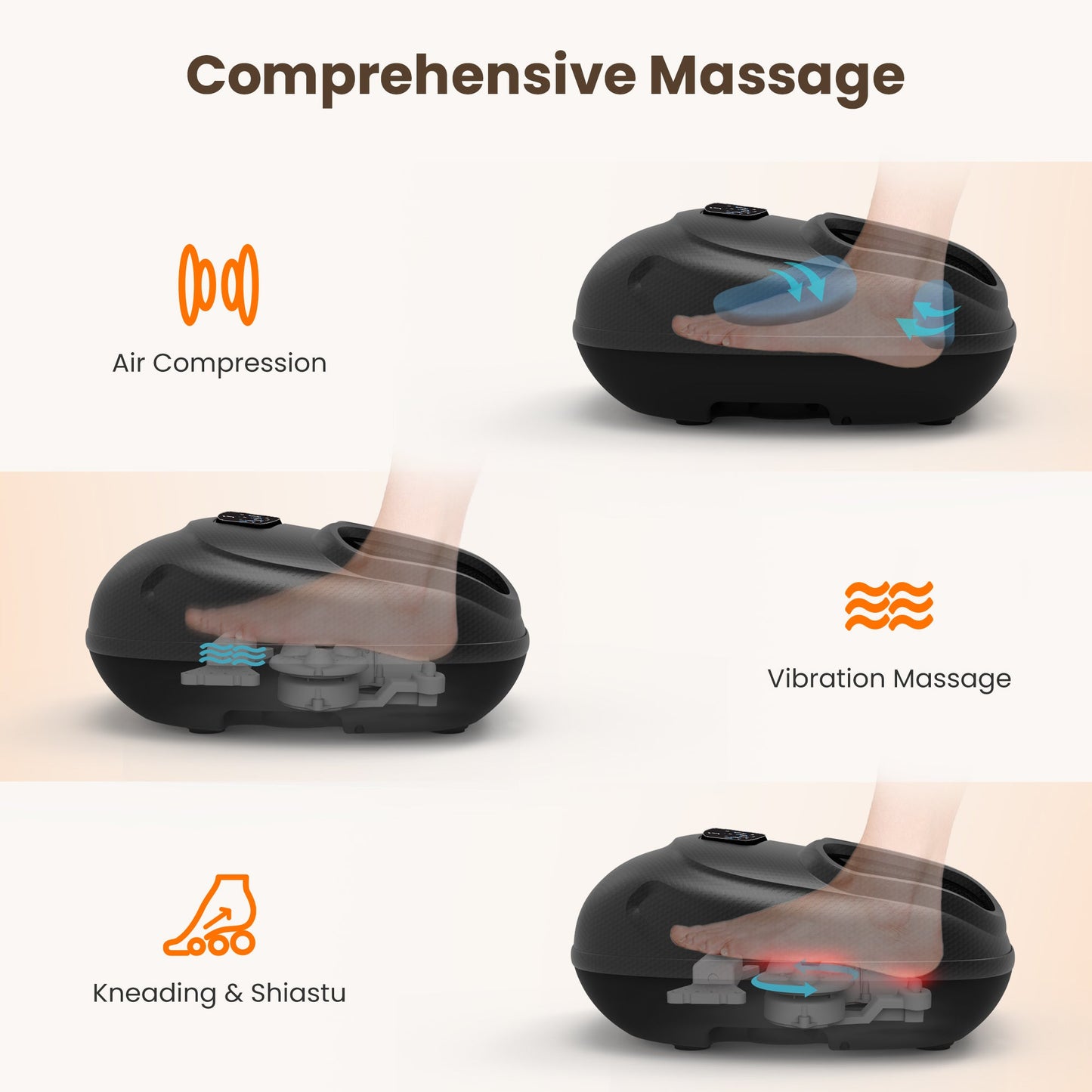 جهاز تدليك القدمين CILI Shiatsu مع الحرارة، جهاز تدليك القدمين لعلاج التهاب اللفافة الأخمصية والاعتلال العصبي، مع تدفئة باطن القدم ومشط القدم، وجهاز تحكم عن بعد CL-5225RC