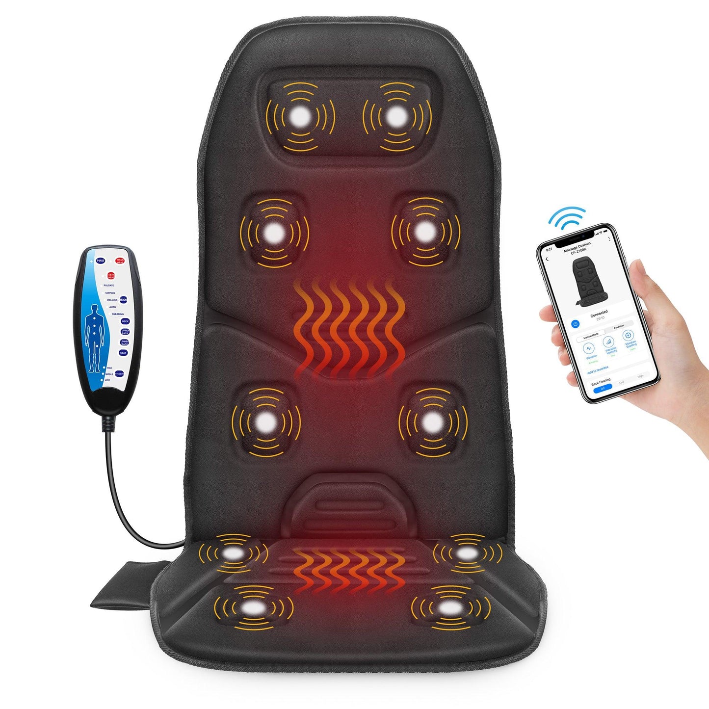 Comfier Vibration Back Massage Cushion with Heat, Massage Pad for Home or Office Chair CF-2206