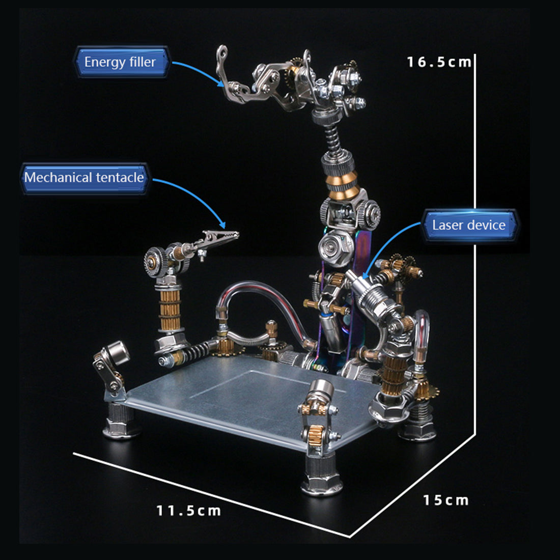 922Pcs DIY Mechanical 3D Fighting Solider Mecha with Stand Holder Assembly Kit