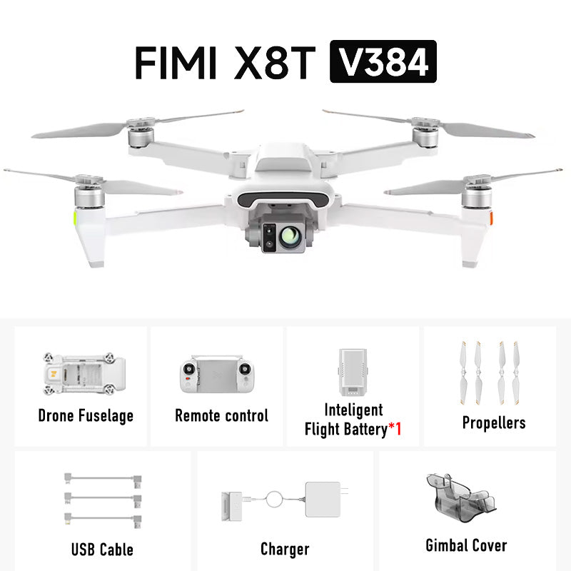 FIMI X8T V384 4K Drone Lnfrared Thermal Imaging 3-Camera gimbal system RokLink 5.0 20KM Transmission GPS Quadcopter