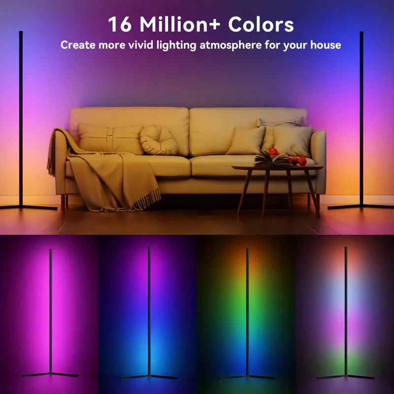 1pc RGBCW LED Corner Floor Lamp With Remote