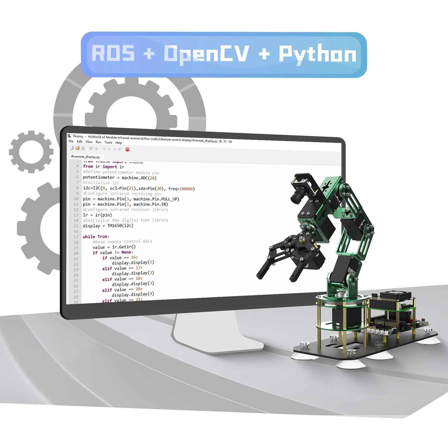 Yahboom DOFBOT AI Vision Robotic Arm ROS STEM Education Python Programming Robot for Raspberry Pi 4B 8GB/4GB