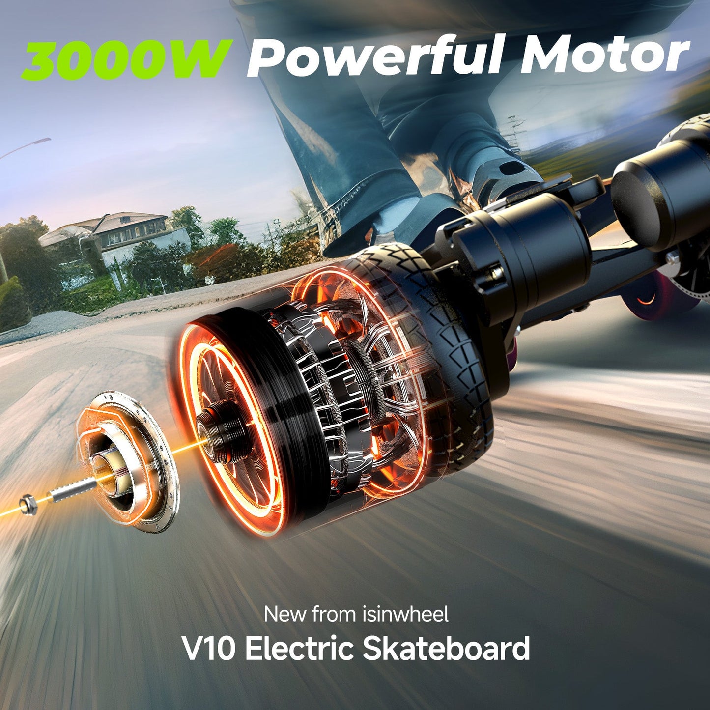 isinwheel V10 Off Road Electric Skateboard with Ambient Light & Remote Control