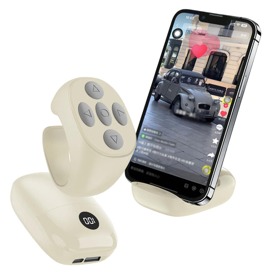 Findtime Tik Tok Scrolling Ring Phone Stand Fingertip Wireless Bluetooth Remote Control Tiktok Scroller Ring Bluetooth Page Turner Compatible with iOS Android