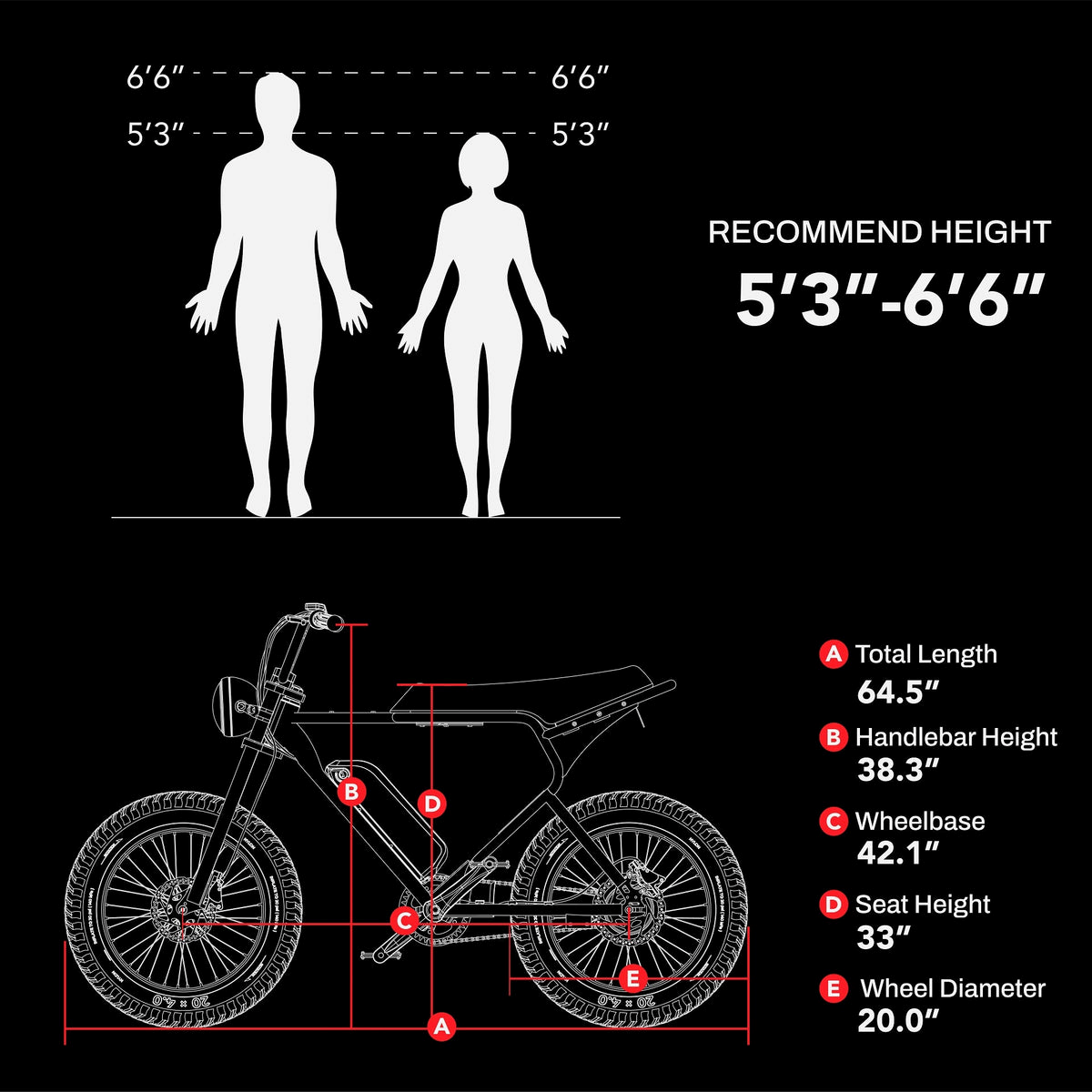 E Bike Herren Damen Elektrofahrräder Macfox X1S - Cityräder Ebike mit 48V 10.4Ah Batterie, 20 * 4.0 Zoll, 25km/h, Reichweite bis zu 61km