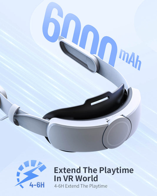 ZyberVR Quest 2 Elite Head Strap with 6000mAh Battery