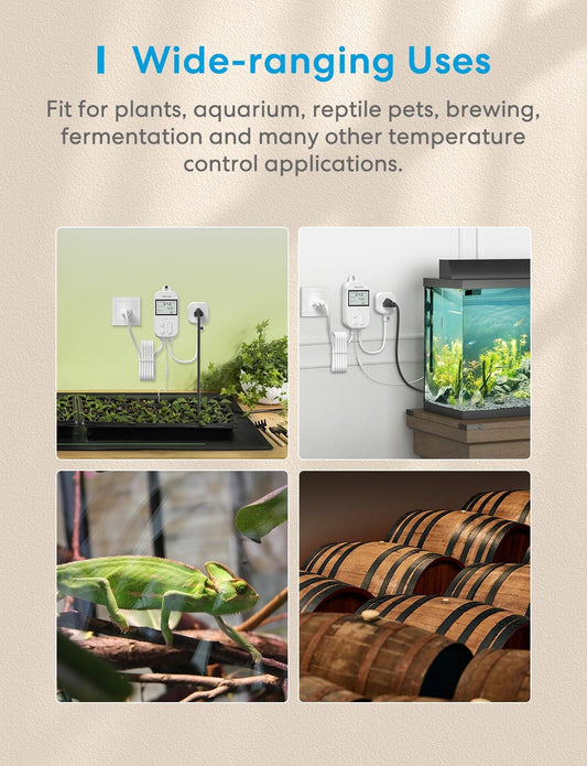 Meross Smart Wi-Fi Socket Thermostat, Heating & Cooling, MTS960HK (US Version)